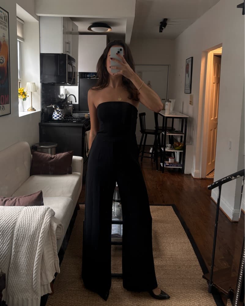 Black Formal Strapless Jumpsuit - Image 1