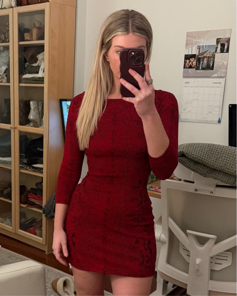 Vintage Red Snakeskin Open Back Dress - Image 1
