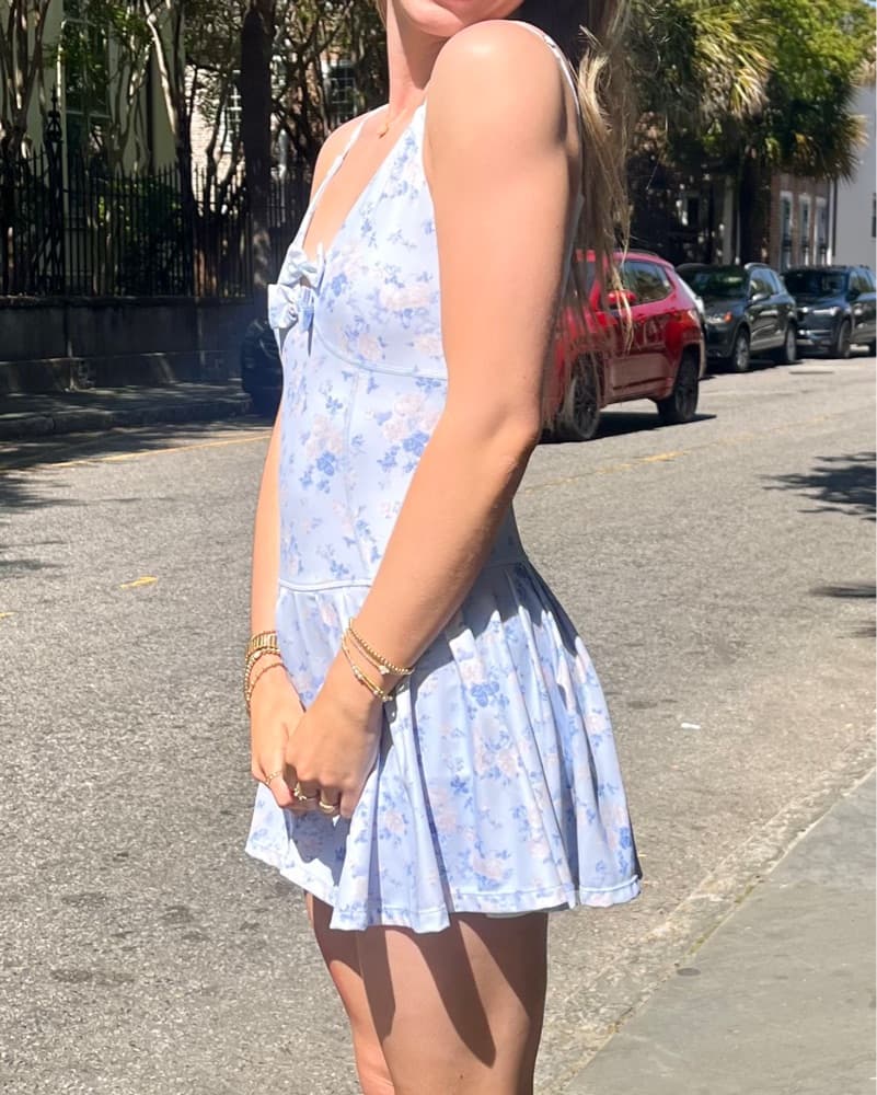 Loveshack Fancy Blue Bow Romper/Dress - Image 2