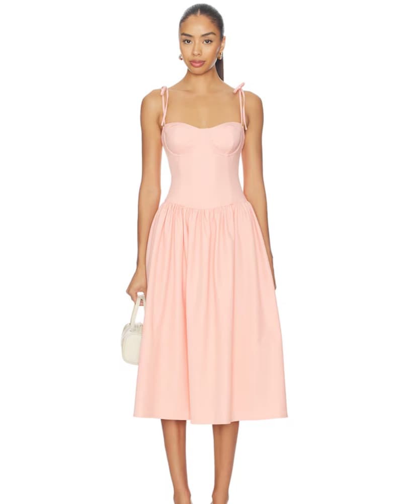 Theresa Midi Corset Dress in Pink - Image 1