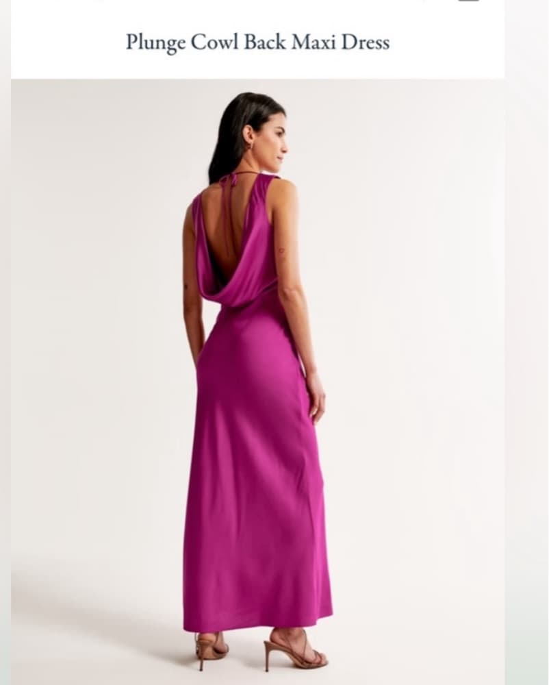 Fuchsia Plunge Cowl Back Maxi dress - Image 2