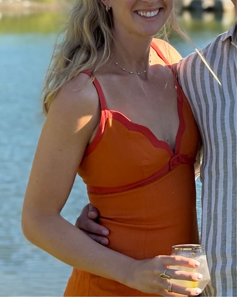 Reformation Sarah Orange Linen Dress - Image 3
