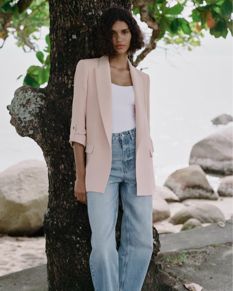 Zara Tan Rolled Sleeve Blazer  - Image 5