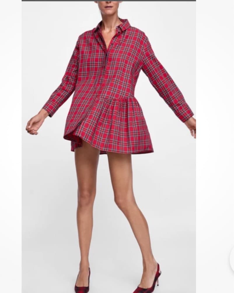 Zara Tunic Shirt Dress Plaid - Image 1