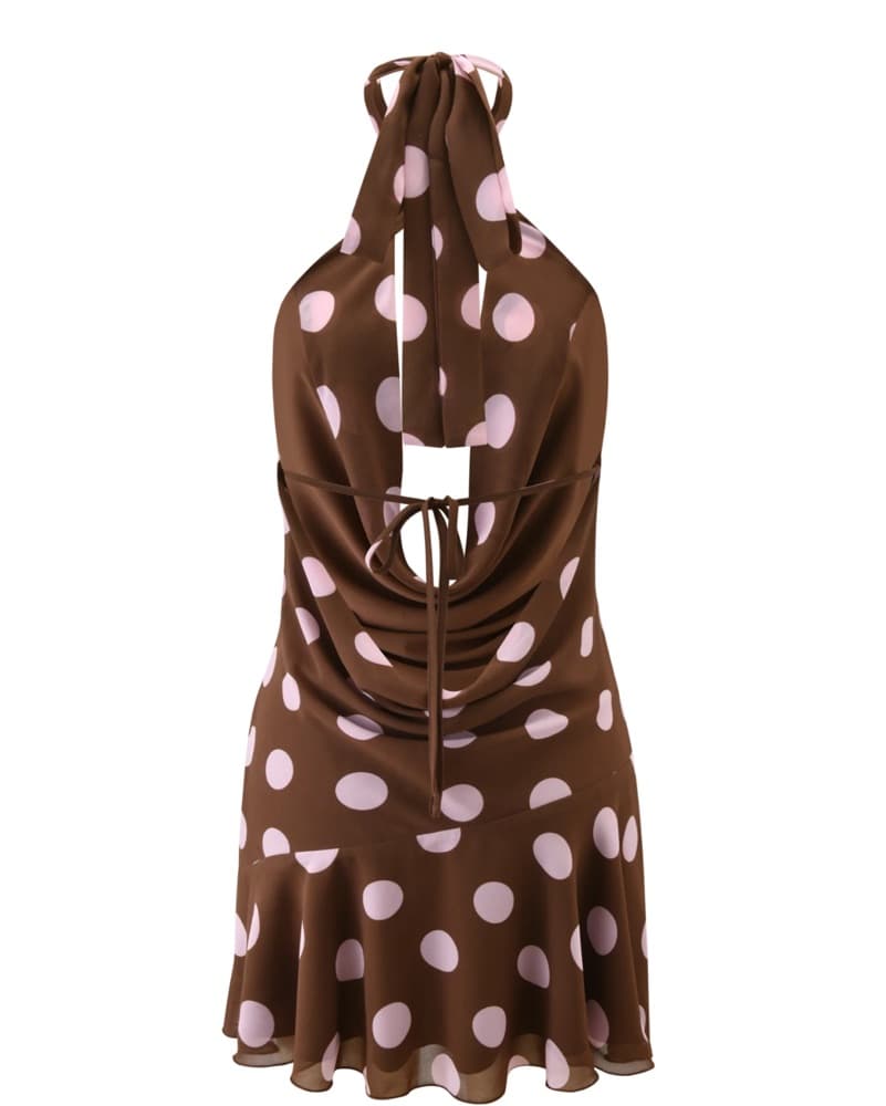 Playful Polka Dot Halter Dress - Image 6