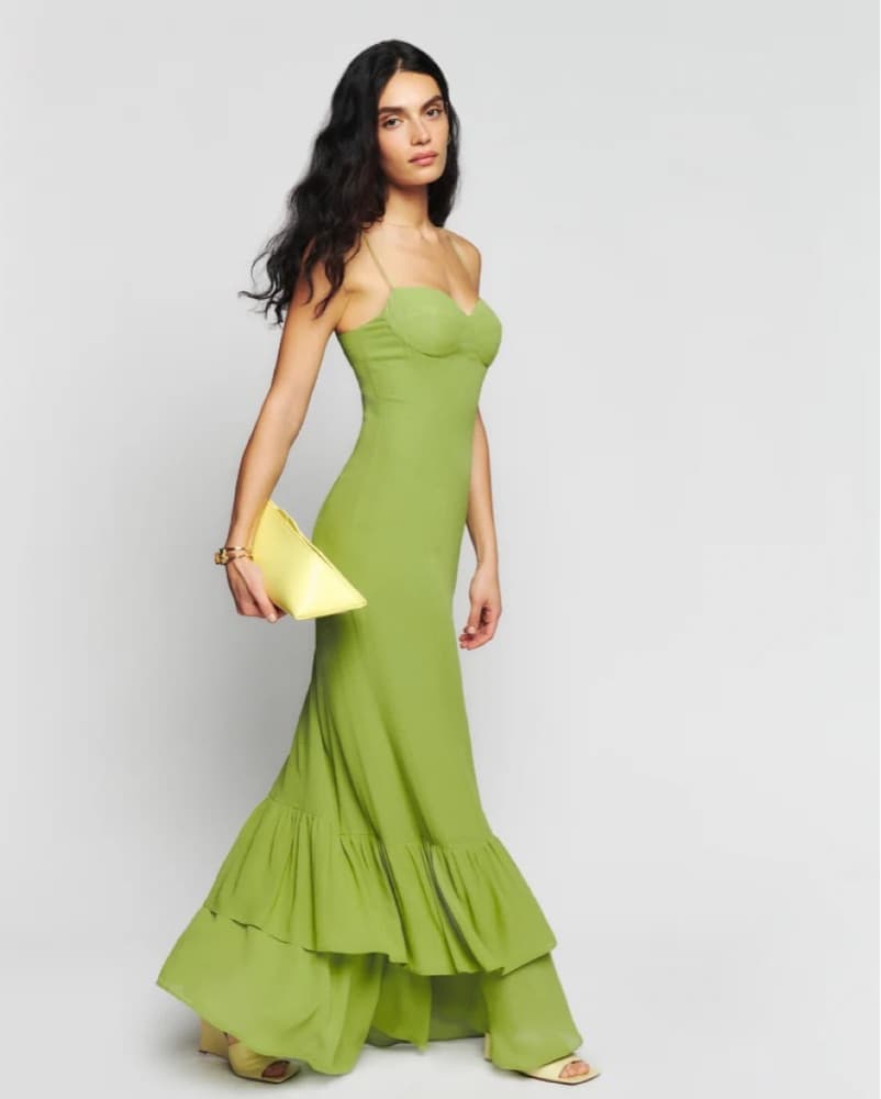 Reformation Fallon Dress Avacado Green Wedding Guest  - Image 1