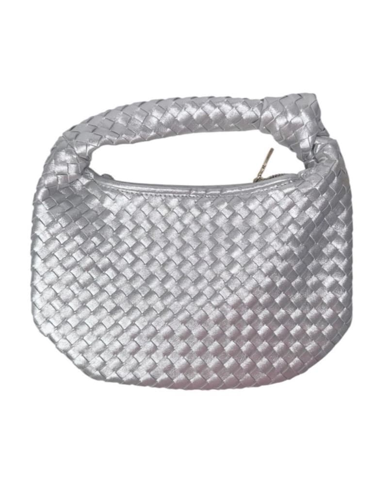 Anthropologie Silver Woven Bag - Image 3