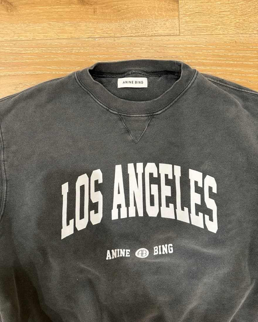 Anine Bing Washed Black LA Sweatshirt - Image 3