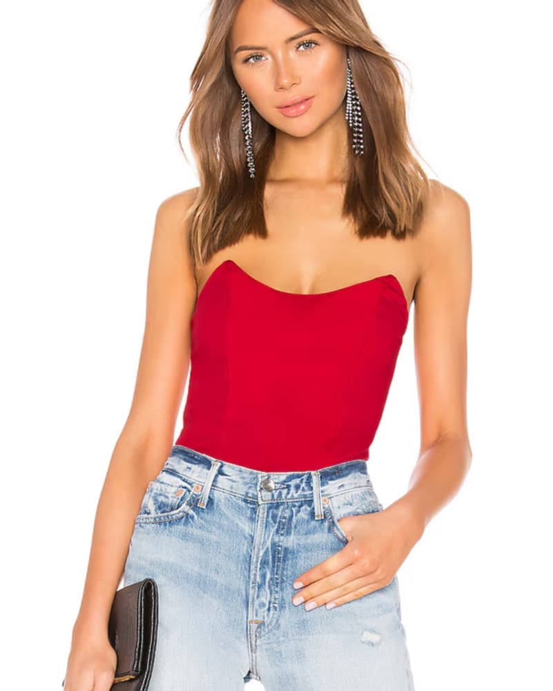 Stevie Sweetheart Bodysuit in Red - Image 1