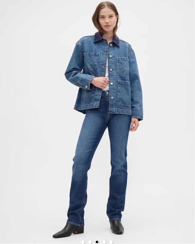 Stylish Denim Jacket with Contrast Collar - Image 3
