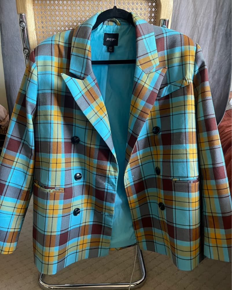 Vibrant Plaid Oversized Blazer - Image 2