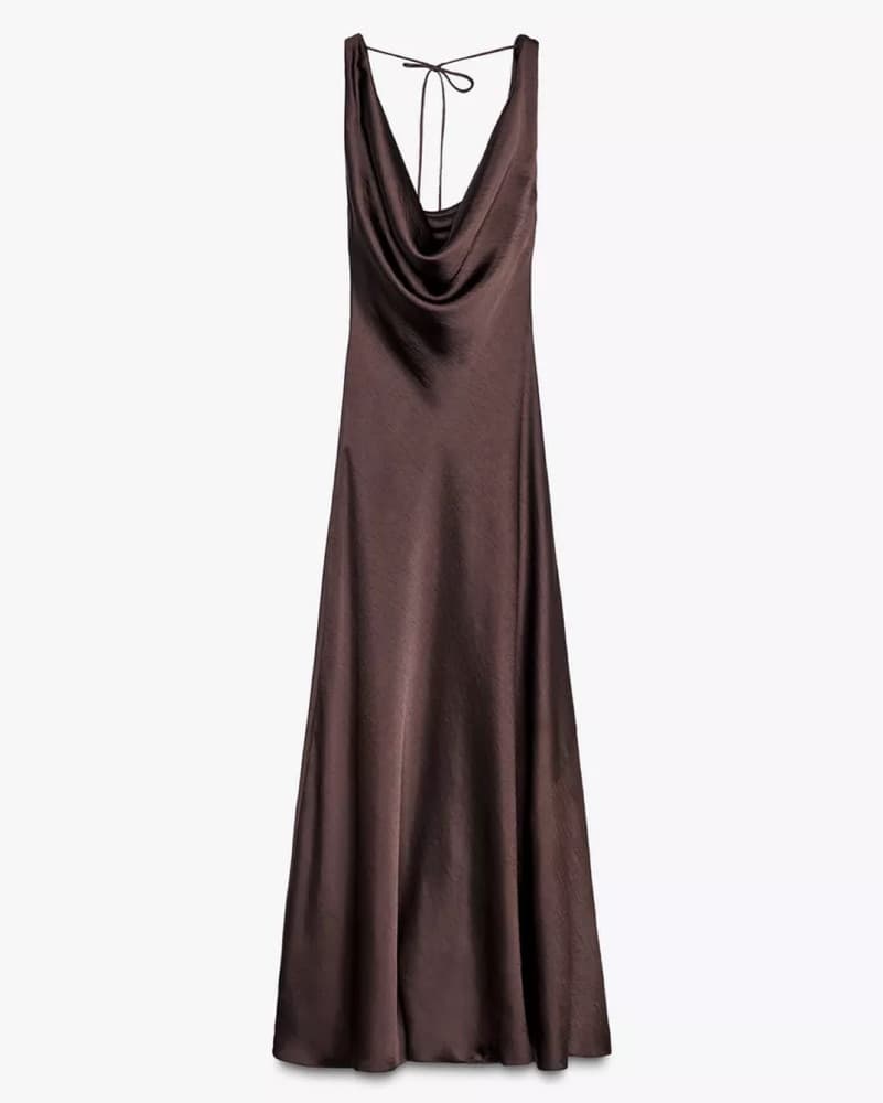 Satin Brown Maxi dress - Image 5