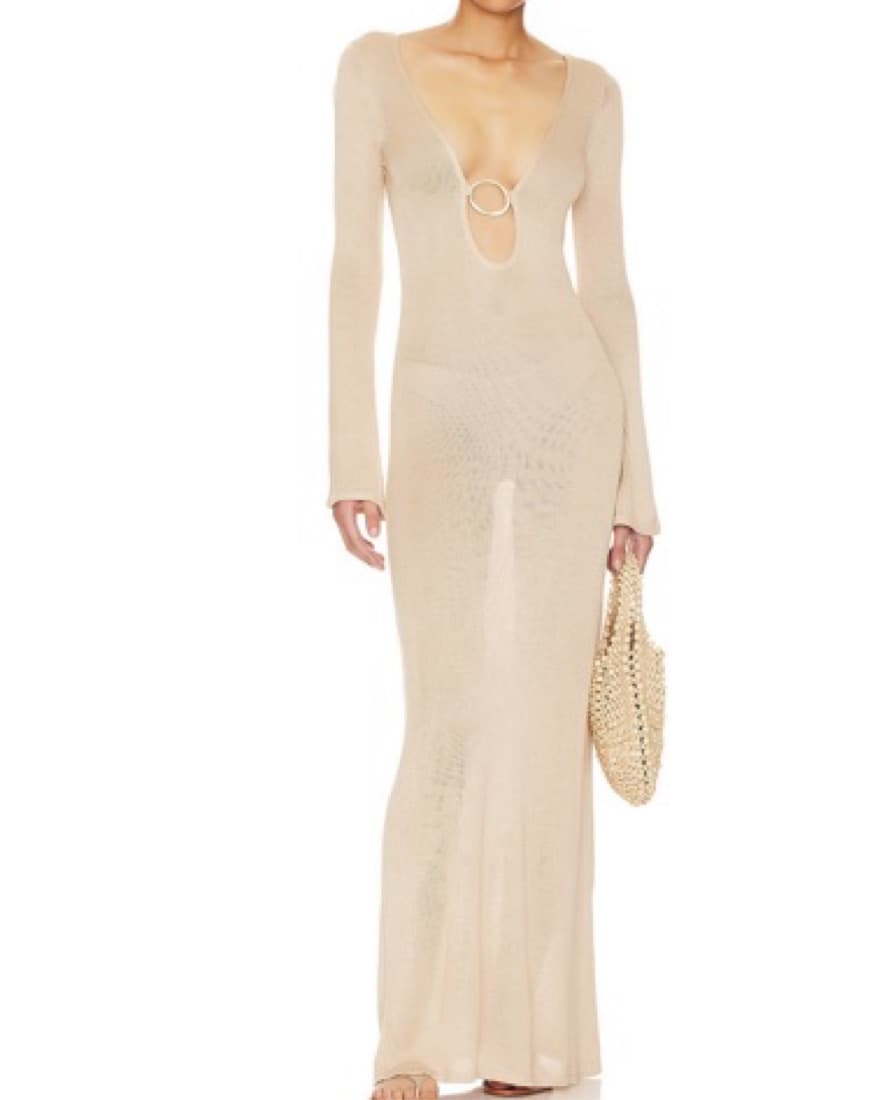 Nyala Maxi Dress In Gold Metallic  - Image 2