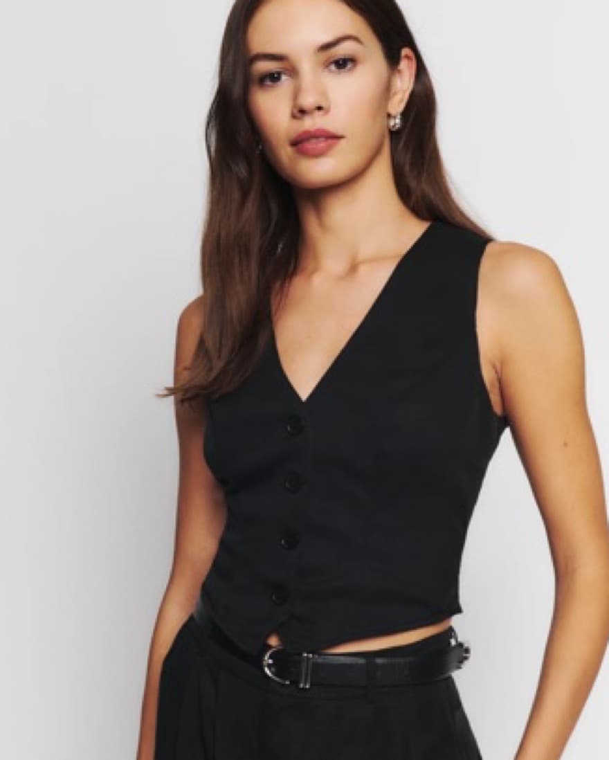 Reformation Devin Twill Black Vest - Image 1