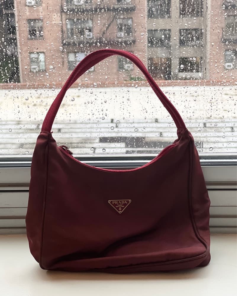 Burgundy Prada Tessuto Nylon Bag - Image 5