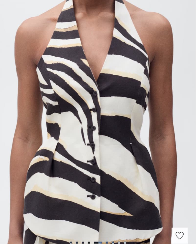 Mango Linen Zebra-Print Halter Vest - Image 2