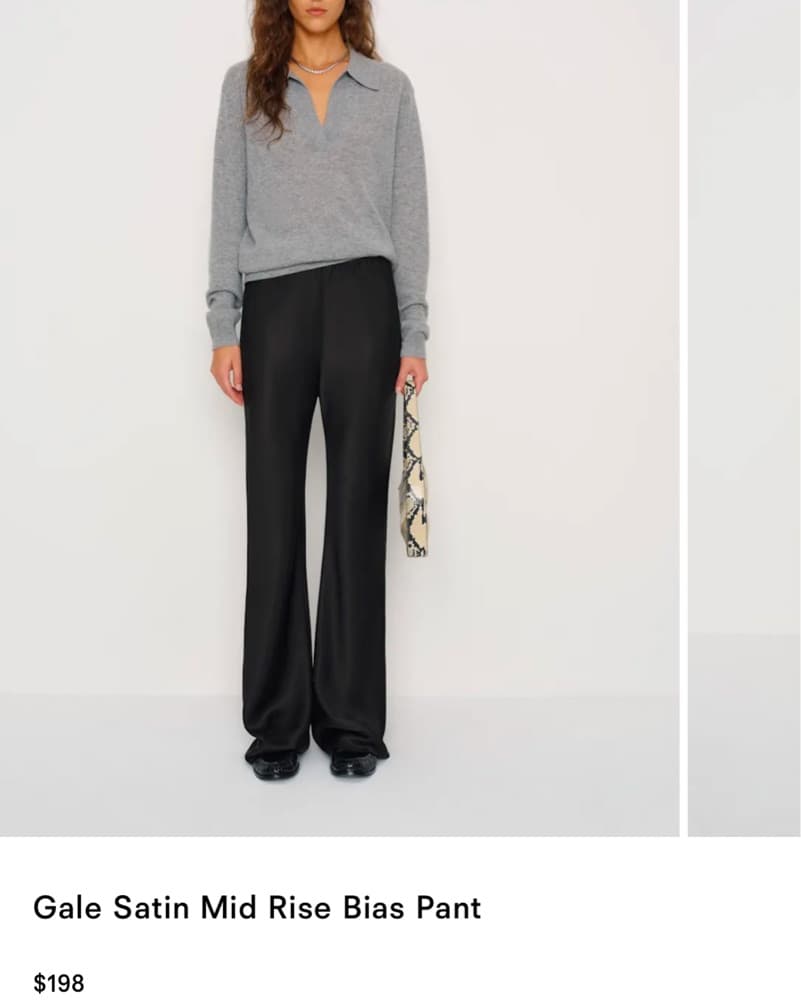 Reformation Satin Mid Rise Bias Pant - Image 6