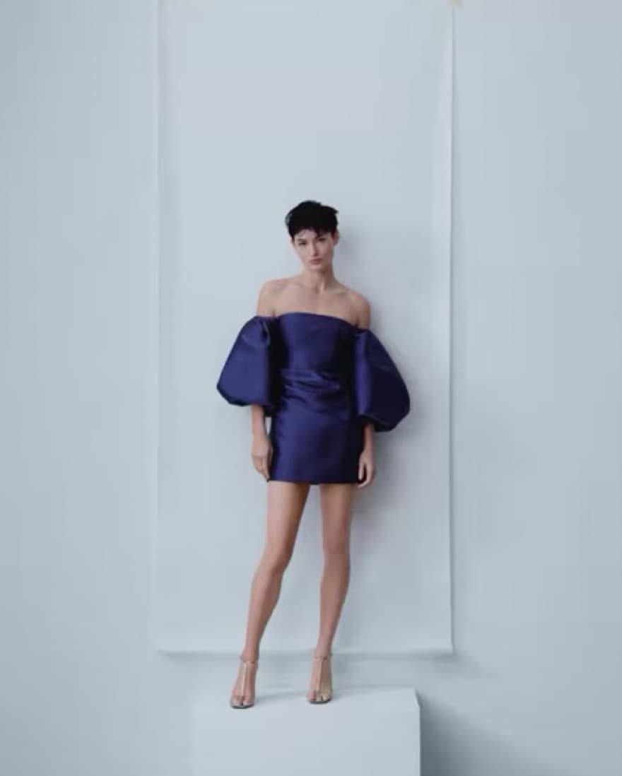 Mango Satin Dress With Volume Sleeves  - Image 2