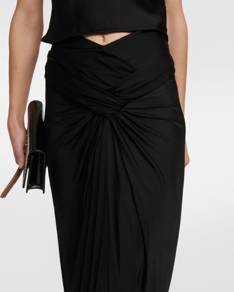 Saint Laurent Draped Jersey Maxi Skirt - Image 2