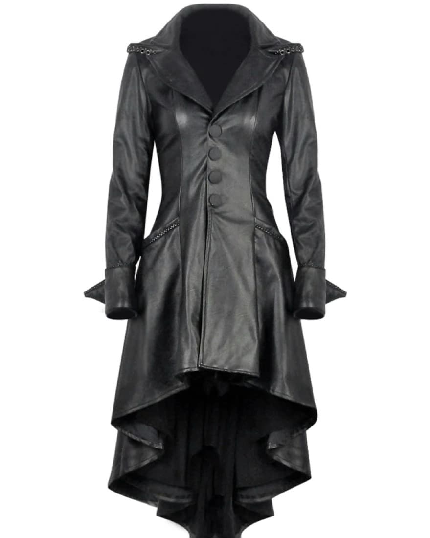 Long Leather Cocktail Jacket - Image 1