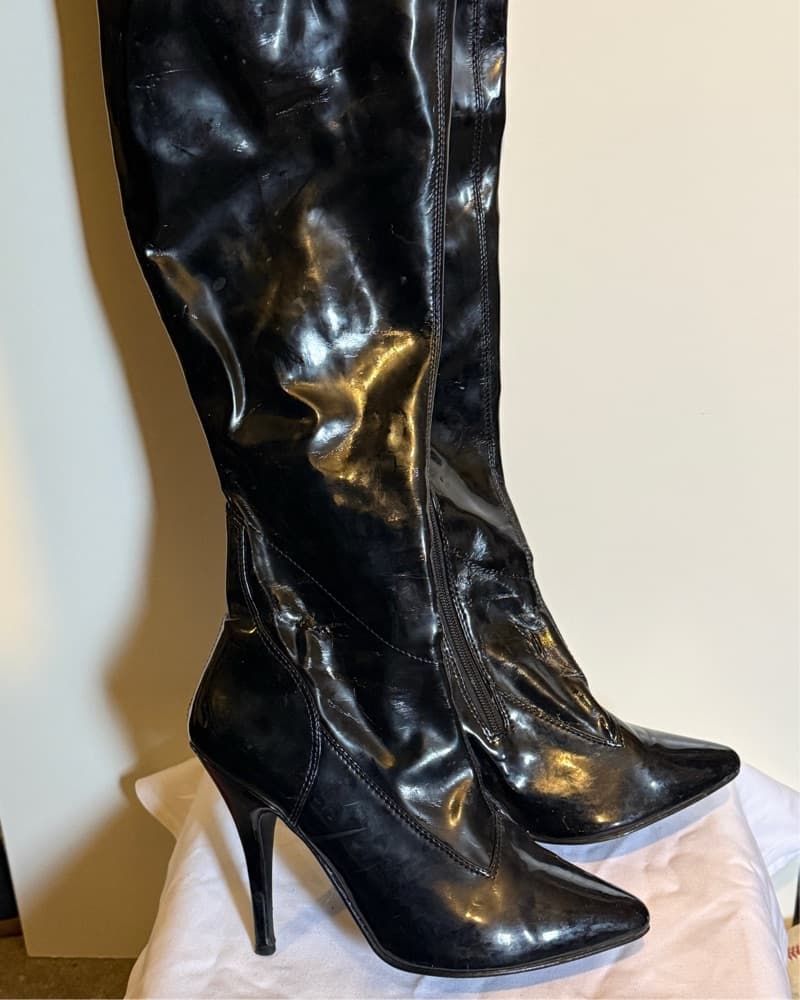 Thigh High Patent Leather Boots - Image 1