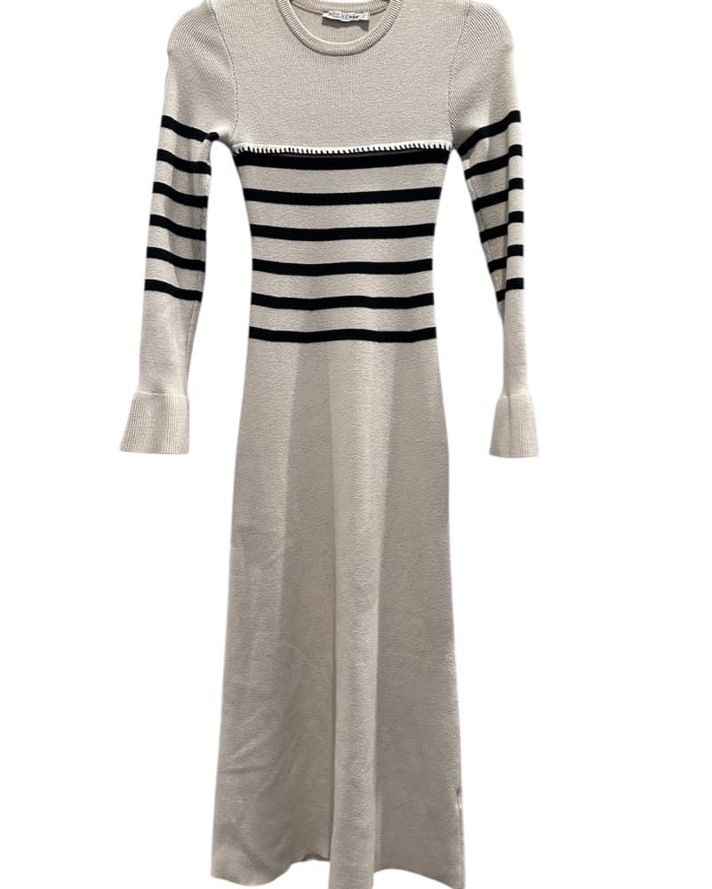 Striped Midi Knit Fit & Flare Dress 8 - Image 4