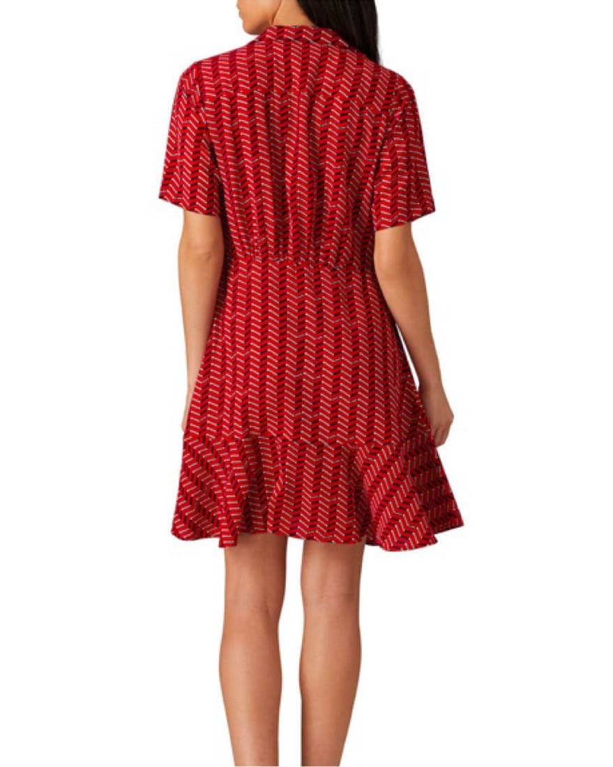 Red White Navy Knee Length Dress - Image 4