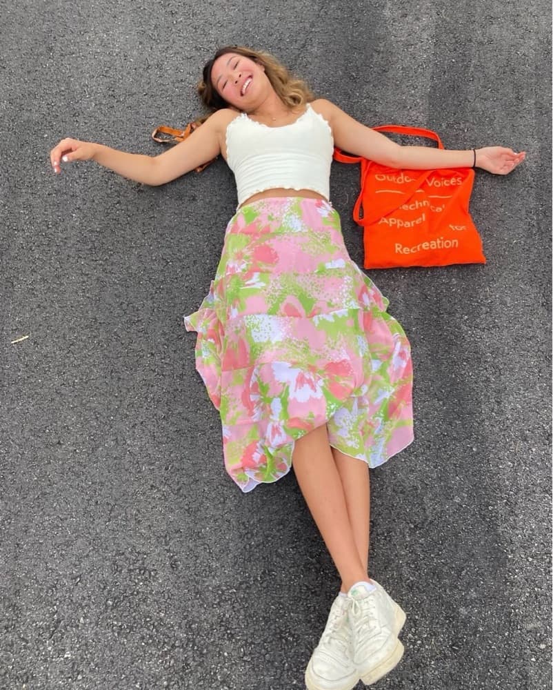 vintage silk floral maxi skirt - Image 1
