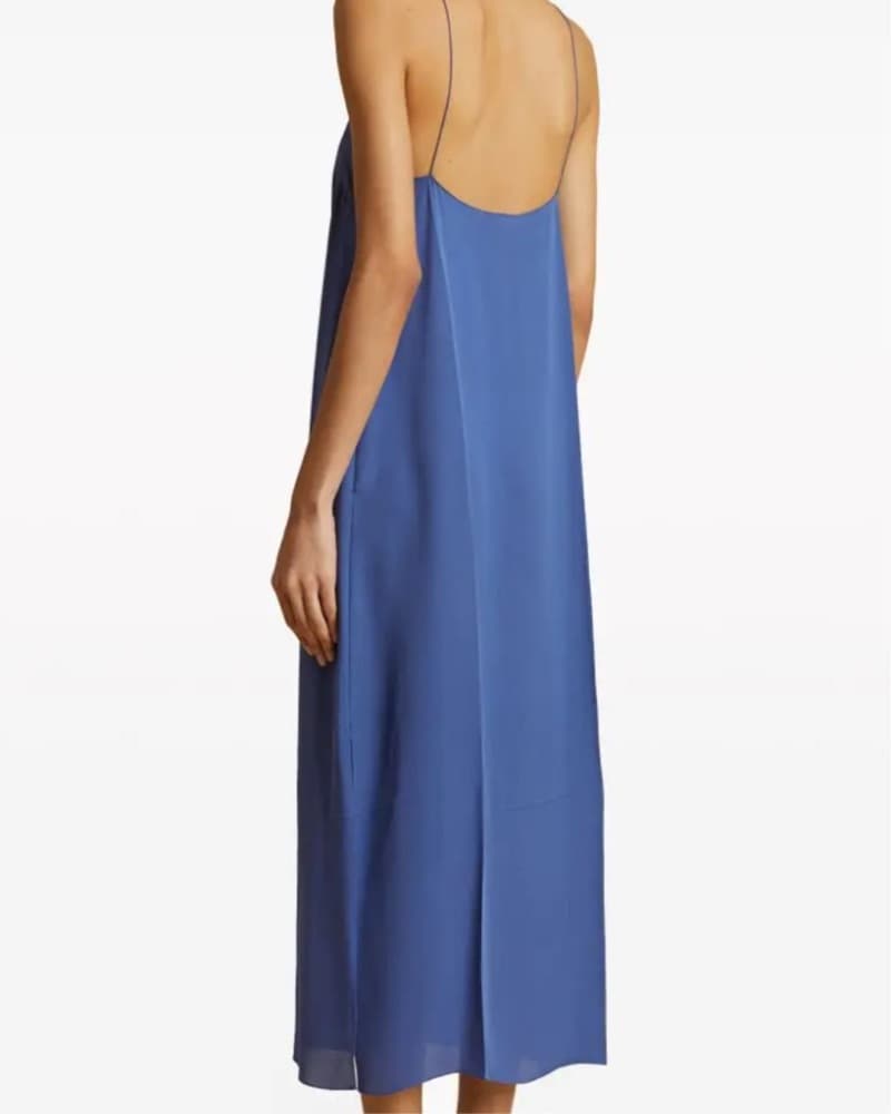 Khaite Sicily Blue Midi Silk Dress - Image 3