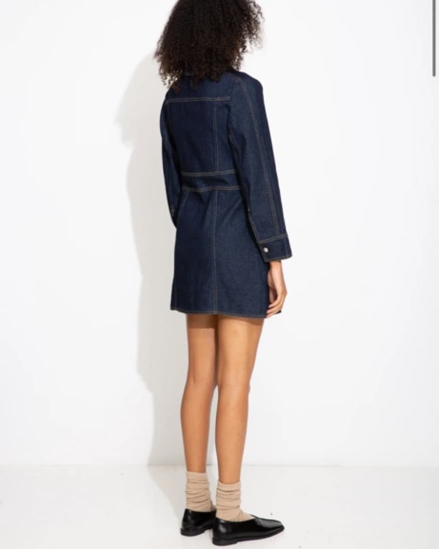 Peche Denim Long Sleeve Mini Dress  - Image 2