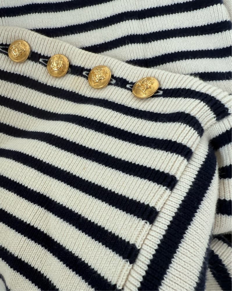 Celine striped logo cropped sweater - Image 5