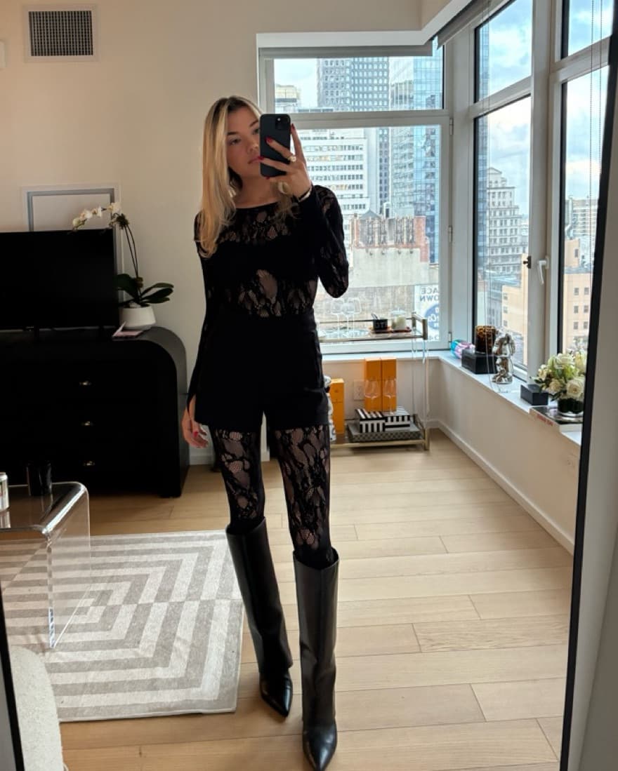 Lace Longsleeve Catsuit Tights - Image 1