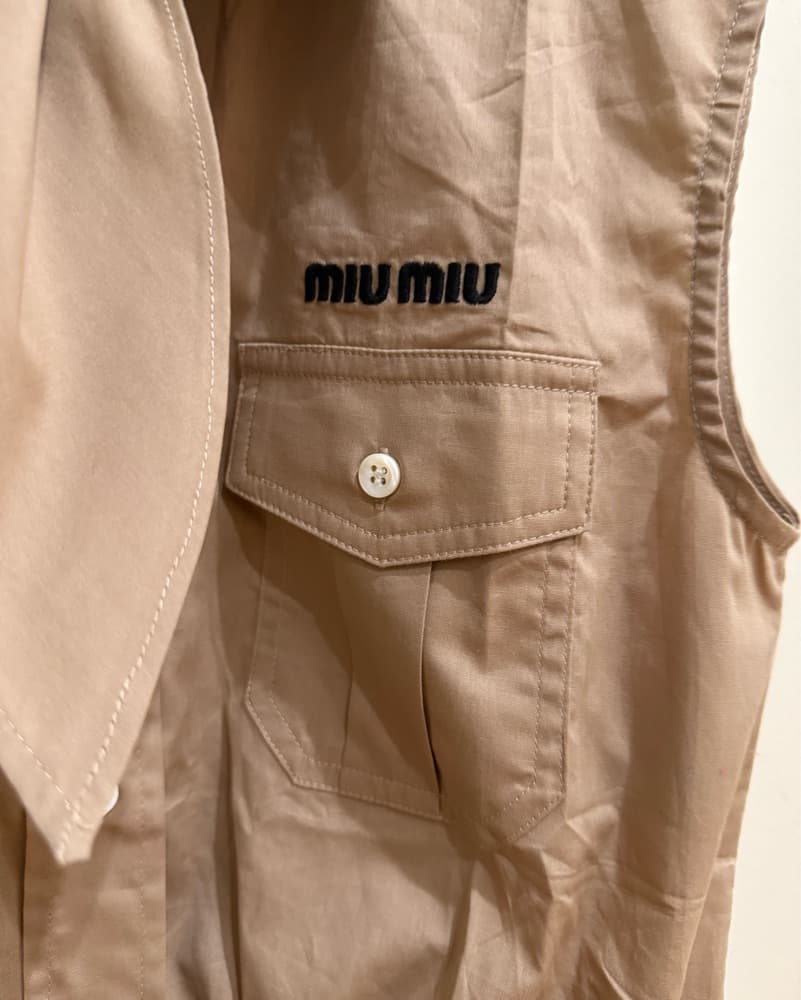 Miu Miu Crooped Poplin Top With Scarf - Image 4