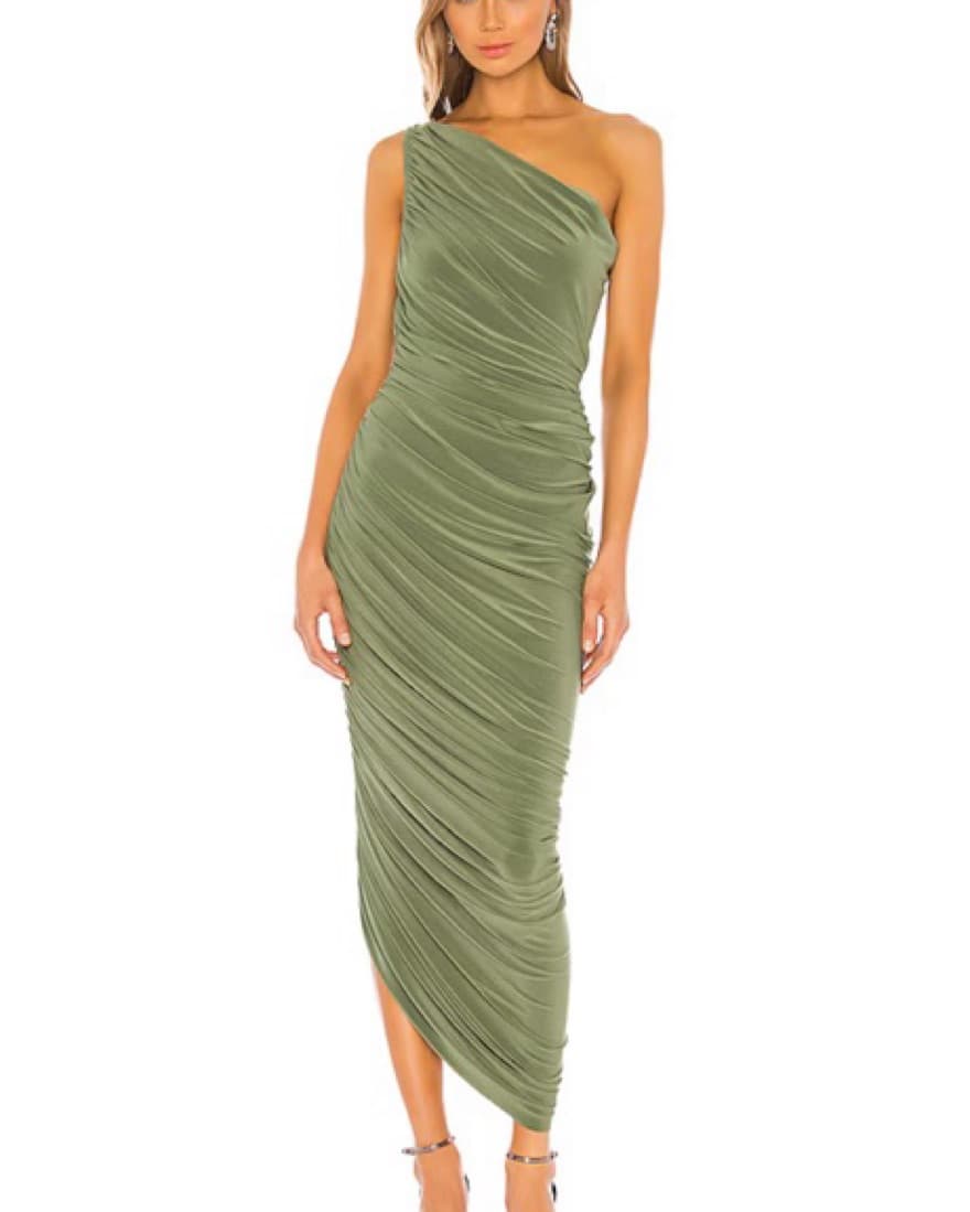 Olive Green One-Shoulder Diana Gown - Image 3