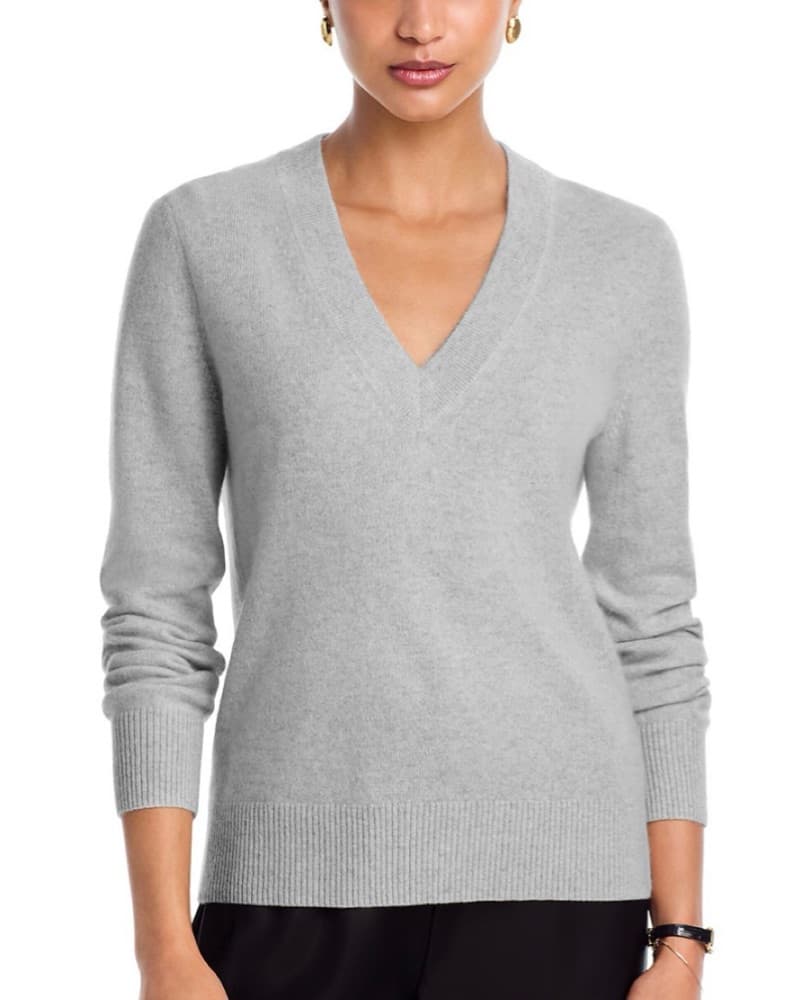 Grey Cashmere V Neck - Image 1