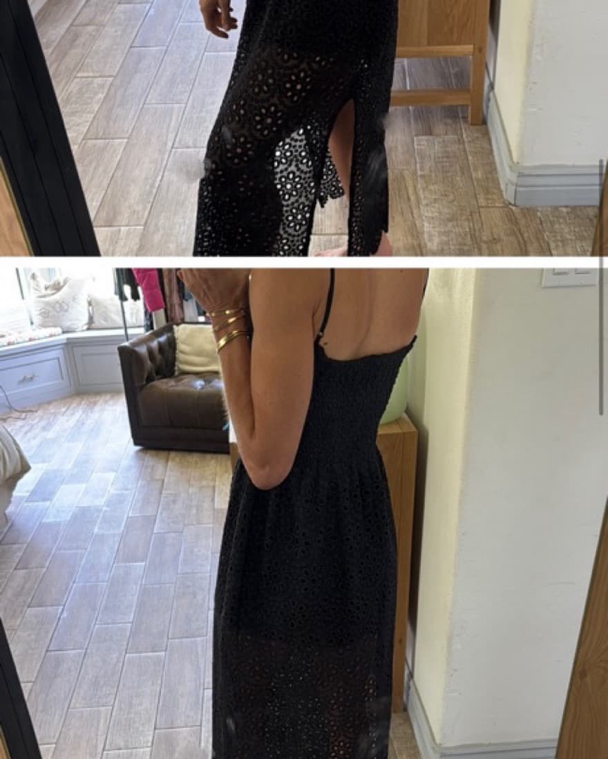 Black Eyelet Maxi Dress - Image 4