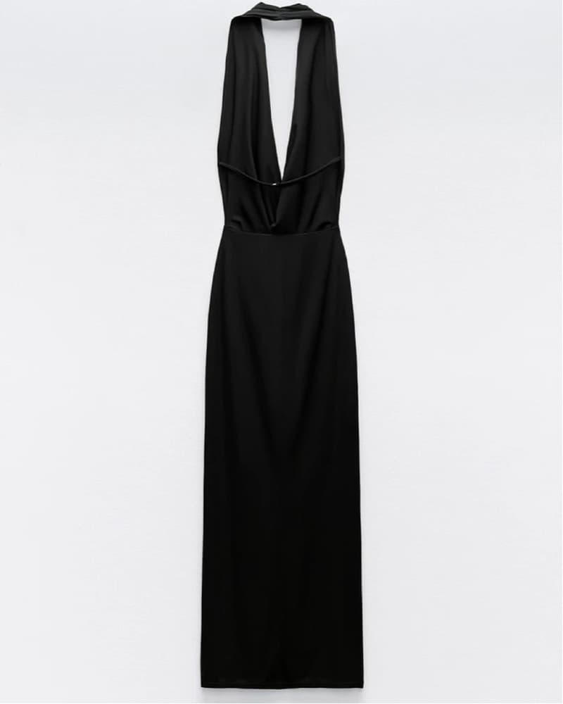 Plunge Halter Black Dress - Image 4