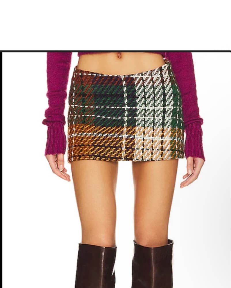 Danielle Guizio Low Rise Plaid Mini Skir - Image 3