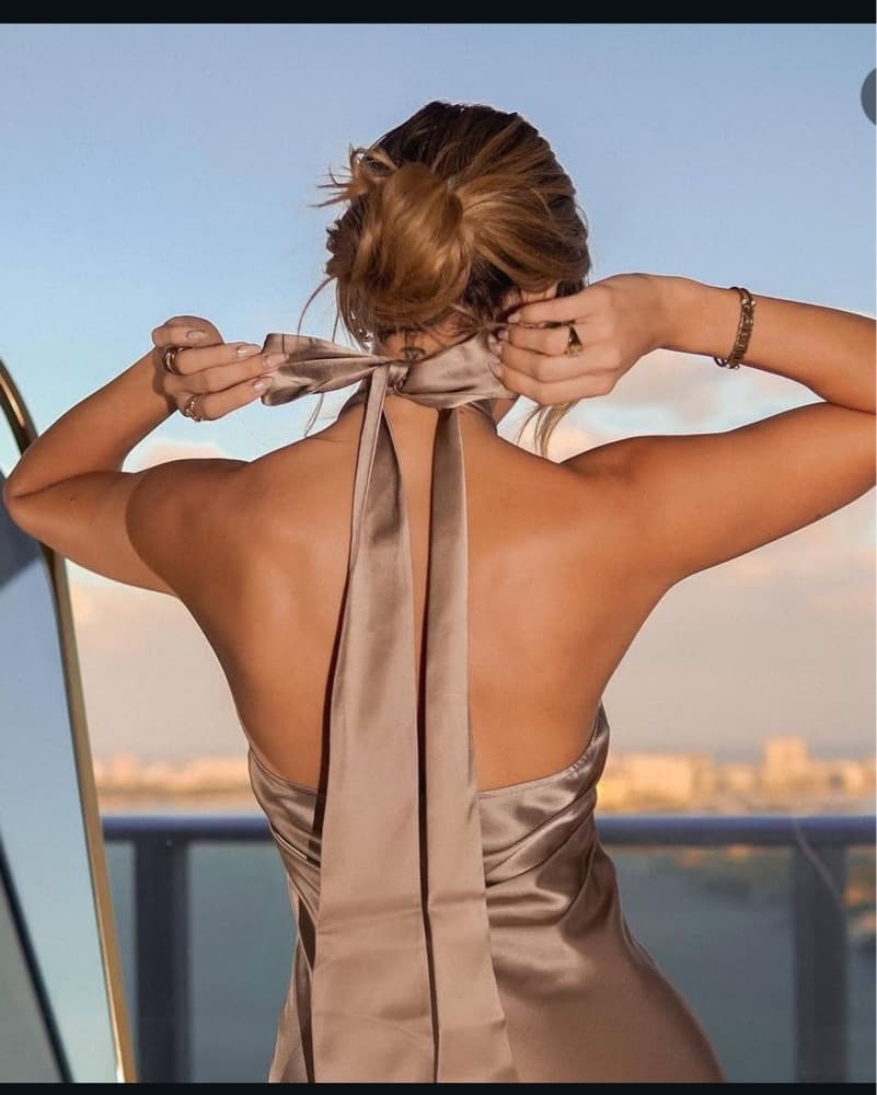 Silk Maison Champagne Halter Dress - Image 3