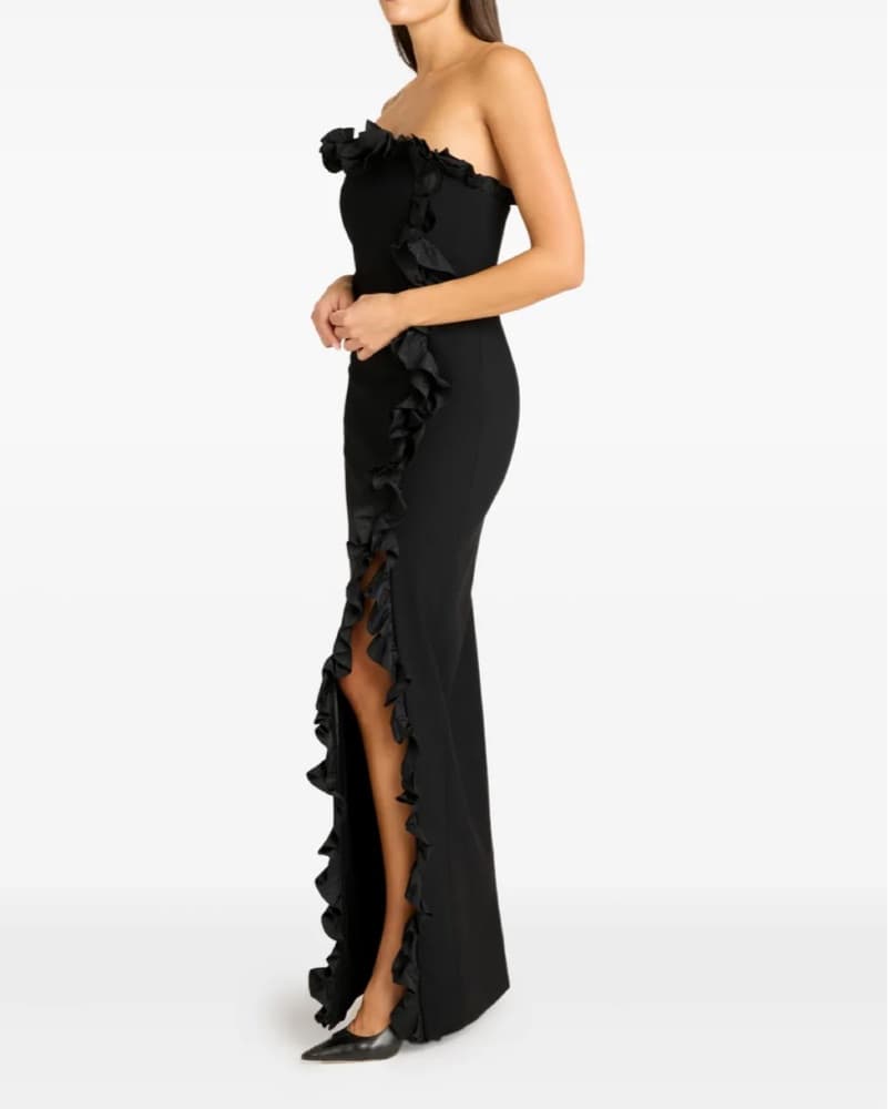 Cinq A Sept Ruffled Strapless Black Gown - Image 3