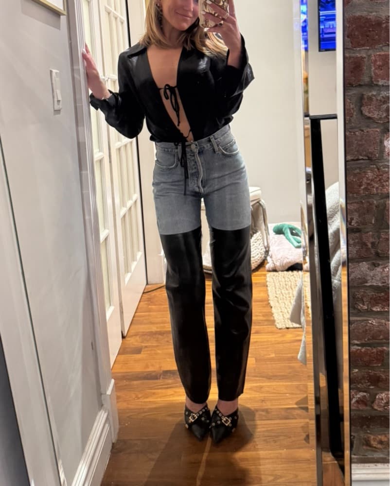 Agolde Two Tone Leather Jeans - Image 2