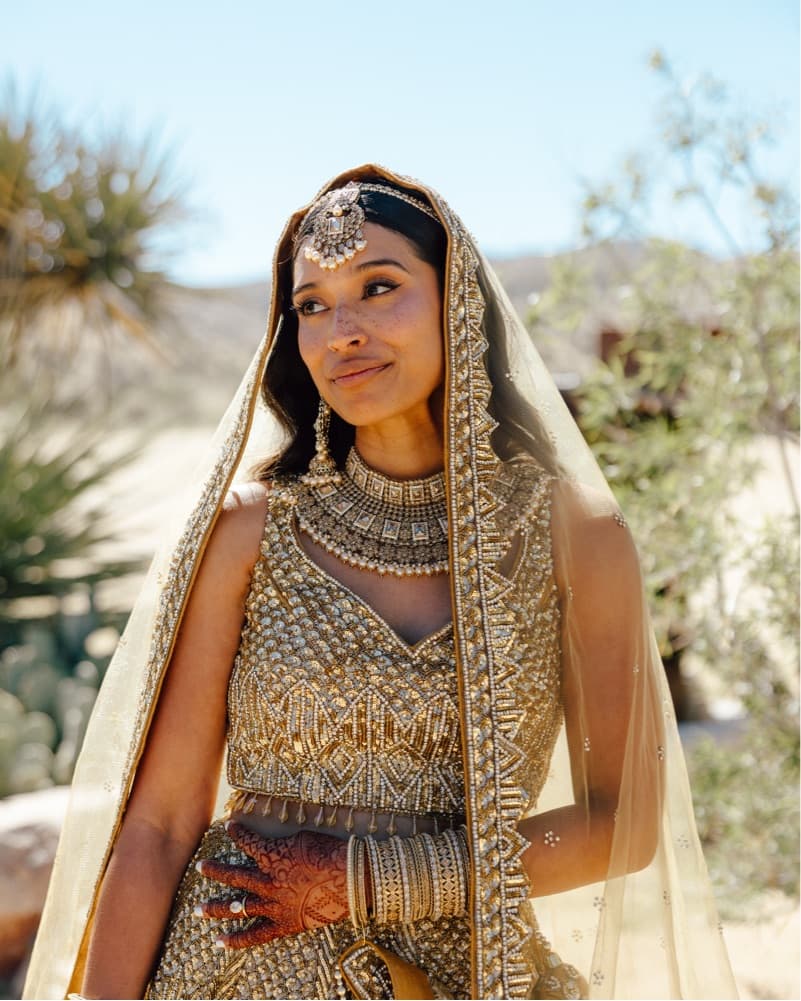 Opulent Gold Mirrored Bridal Lehenga - Image 6