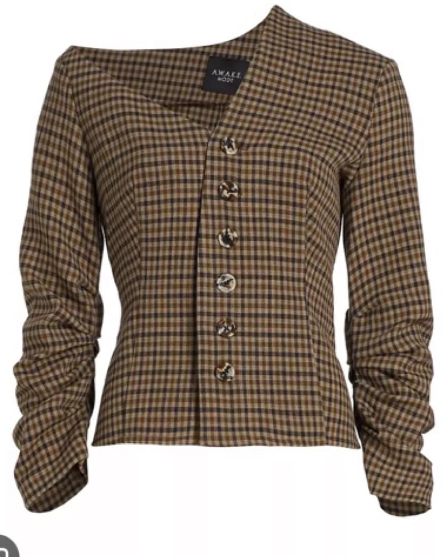 Awake Mode Plaid Off The Shoulder Top - Image 1