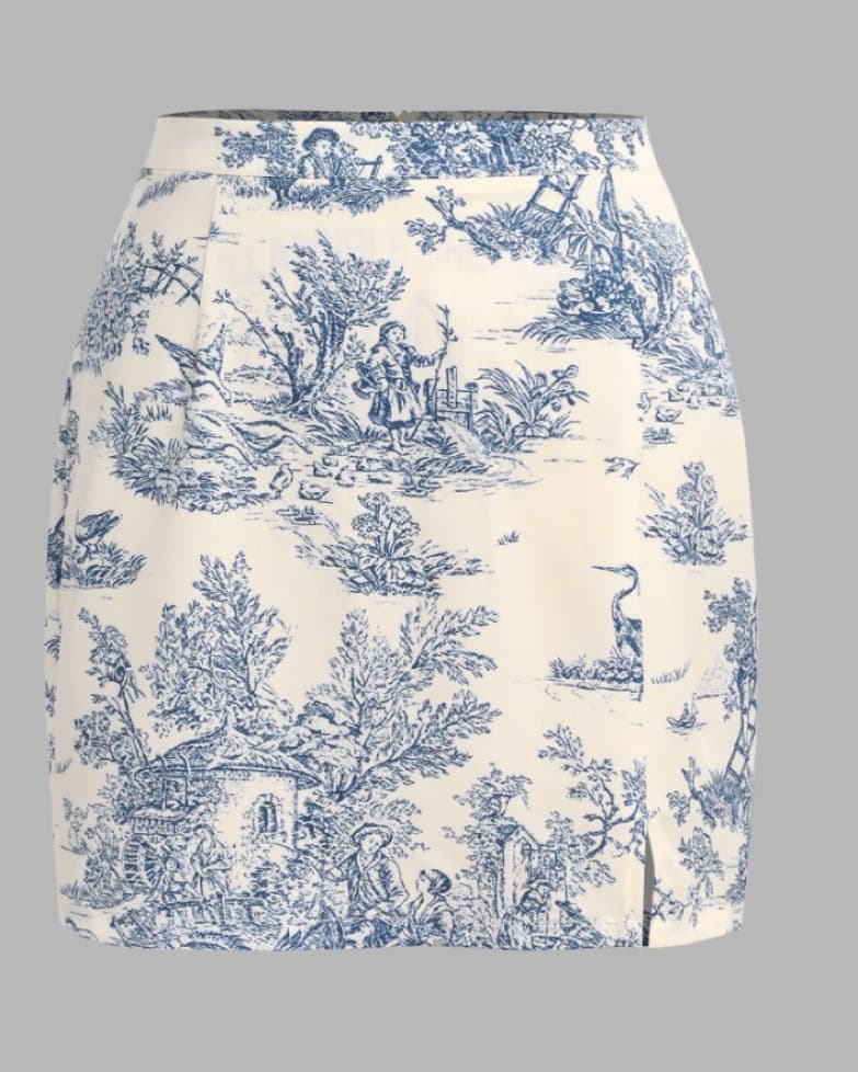 Toile De Jouy French Print Mini Skirt - Image 1