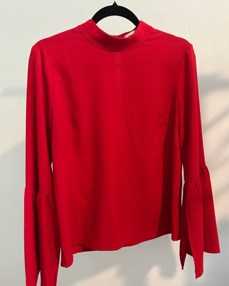 Red Bell Sleeve Blouse - Image 1