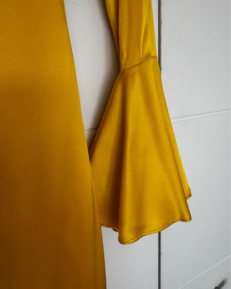 Yellow Gold Fitted Silk Gown  - Image 3