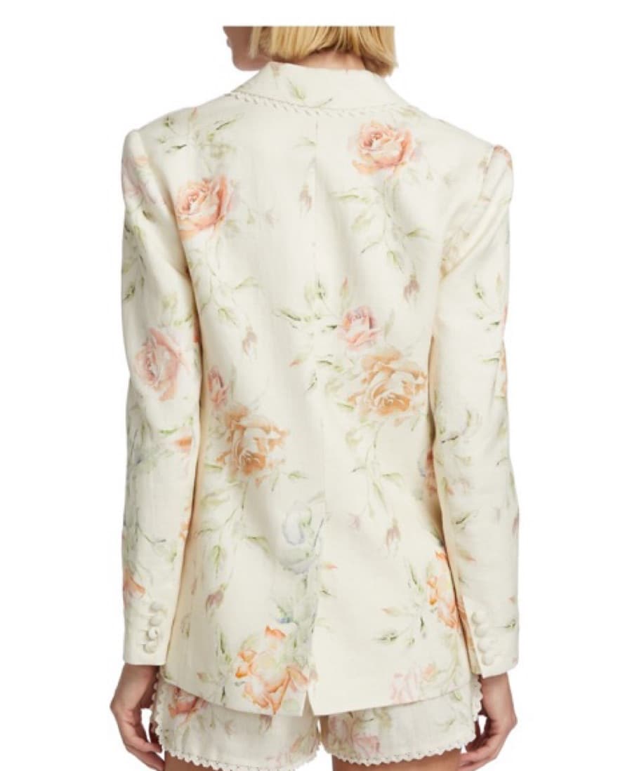 Ofra Floral Linen Lace Trim Blazer  - Image 5