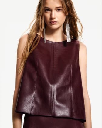 Maroon Coated Faux Leather Tank Top H&M - Image 3