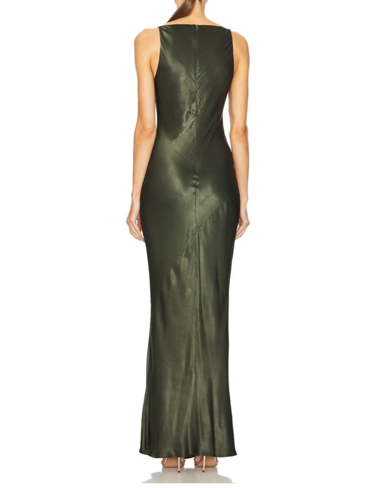 La Lune High Neck Cowl Maxi Dress Forest - Image 4
