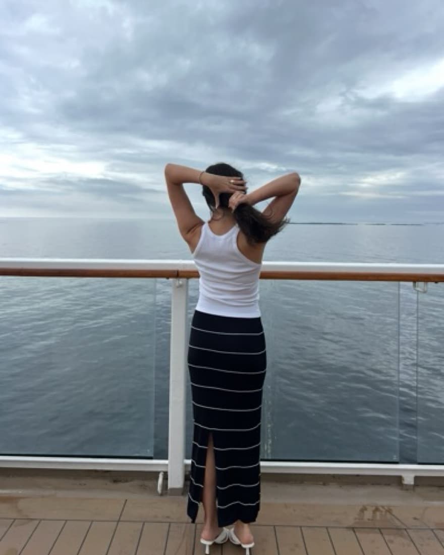 COS Navy Striped Midi Skirt  - Image 2